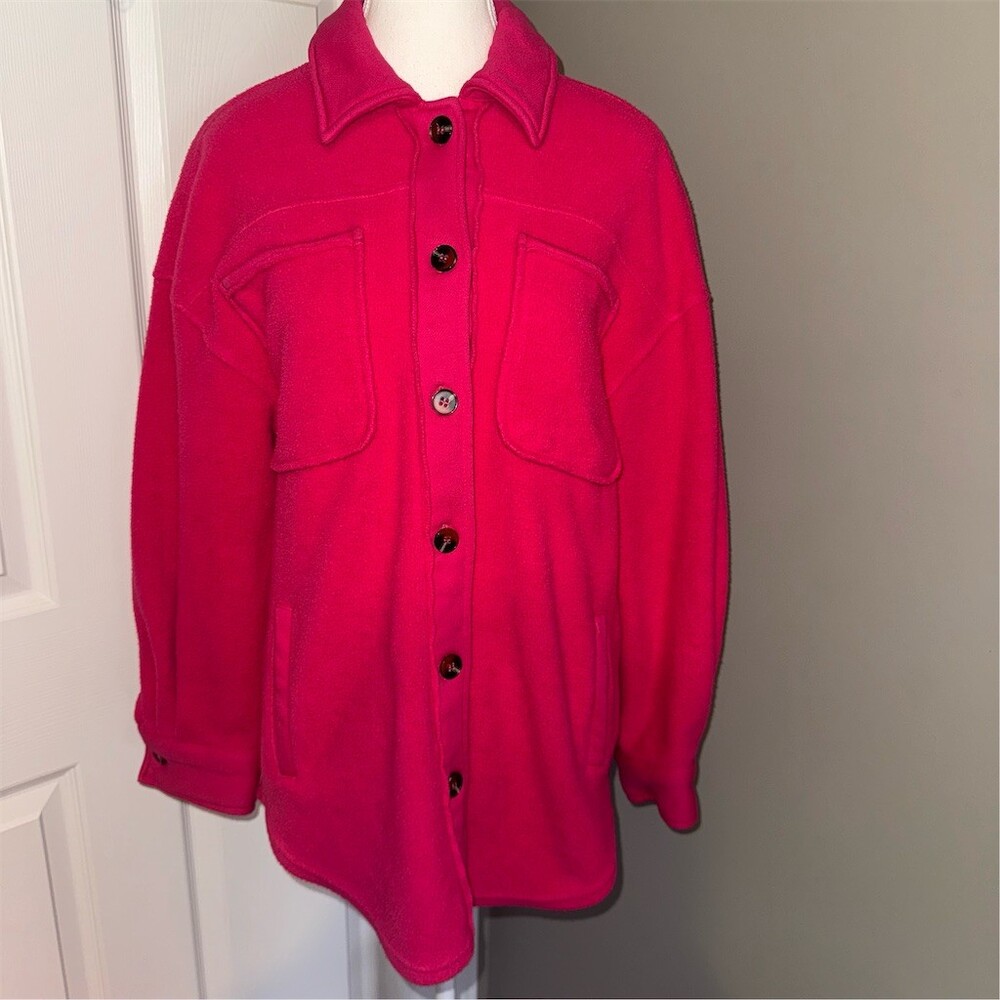 Bagatelle Collection Shacket Womens XS Hot‎ Pink Oversized Barbiecore Cozy